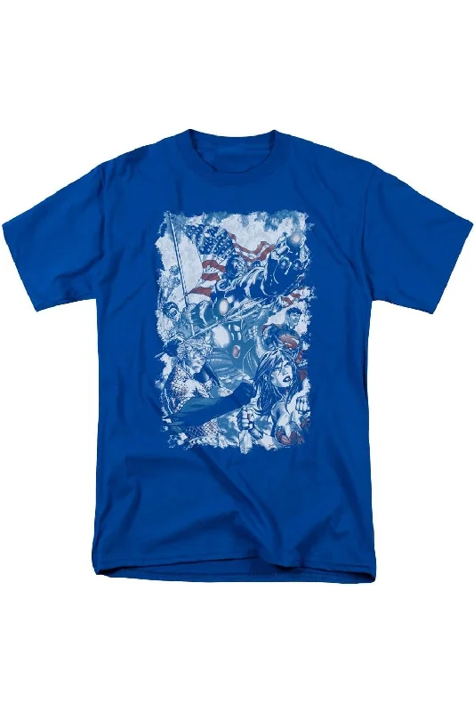 Men's Shirts with Logo EmbossmentsJustice League of America American Justice Short Sleeve Adult Tee / T-Shirt