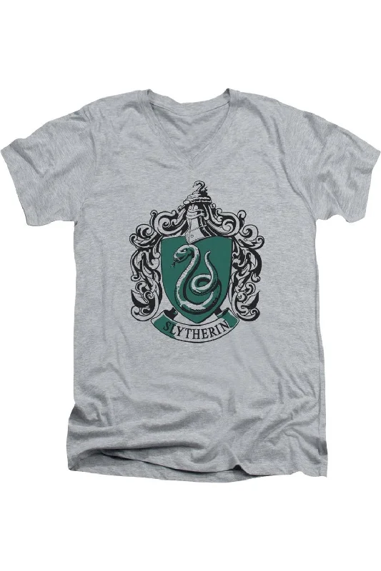 Durable Men's Work ShirtsHarry Potter Slytherin Crest Short Sleeve Adult V Neck Premium Cotton Tee / T-Shirt