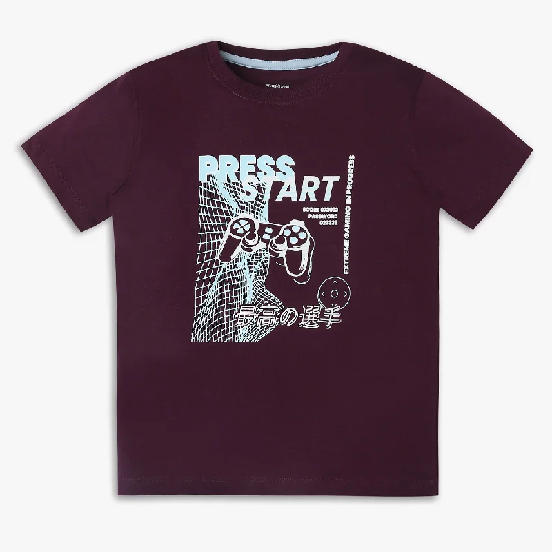 Men's Shirts with Barrel CuffsBoys Regular Fit Printed T-Shirt