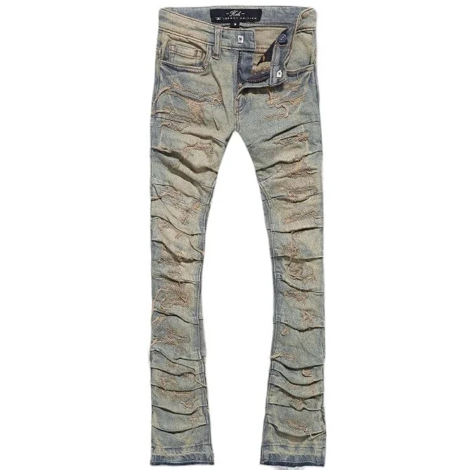 Men's Patterned Pants with ChecksKids Jordan Craig Stacked Ripple Effect Denim (Sunrise) JTF1157K