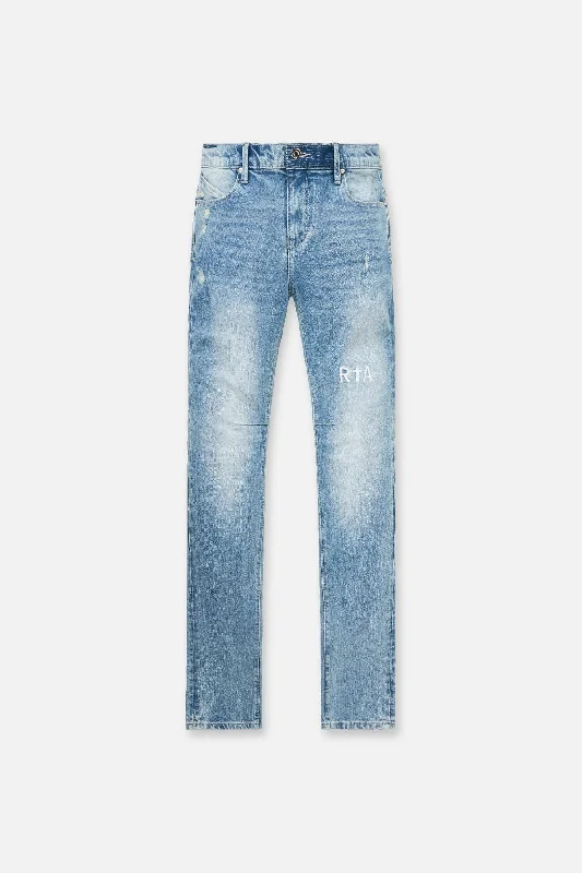 Men's Patterned Pants with ChecksCLAYTON | SKY BLUE LIGHT WASH