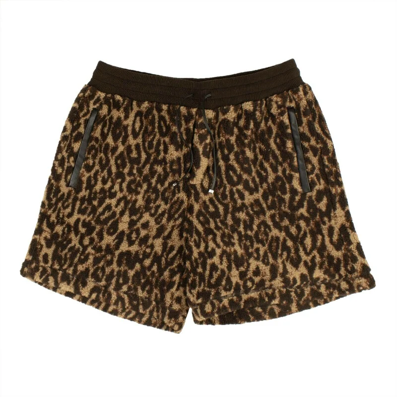 Men's Pants with Turn-Up CuffsAmiri Leopard Print Single Breasted Coat - Brown