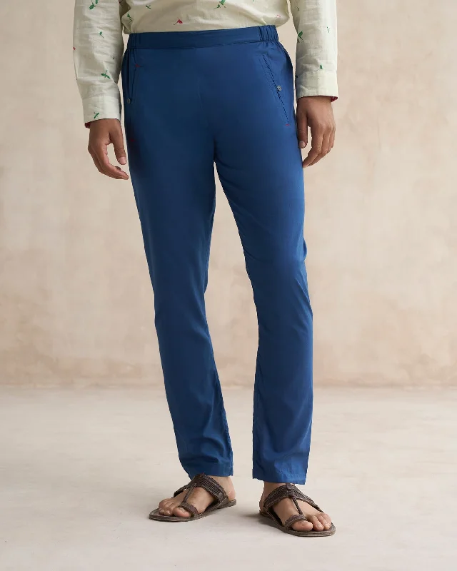 Men's Patterned Pants with ChecksKurta Pants - Navy