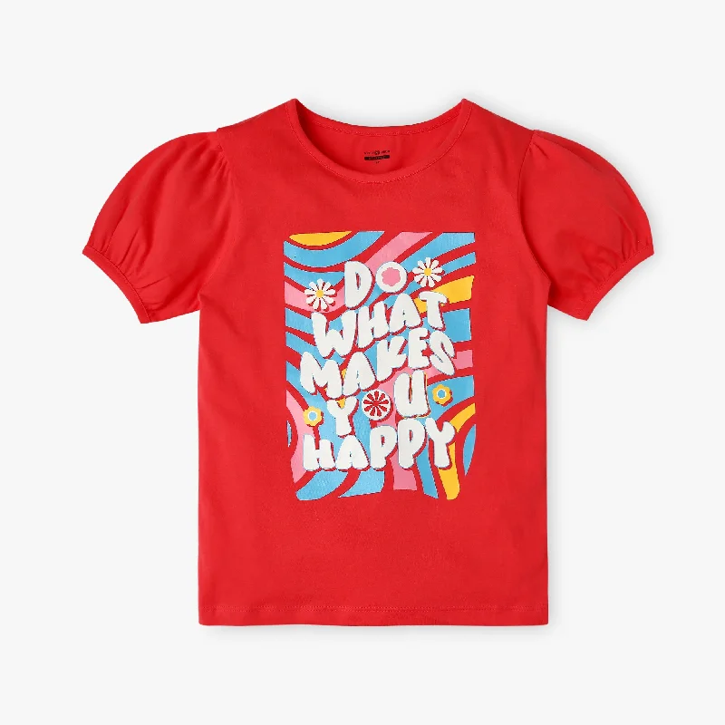 Men's Shirts with Embellished SleevesGirl's Regular Fit Graphic T-Shirt