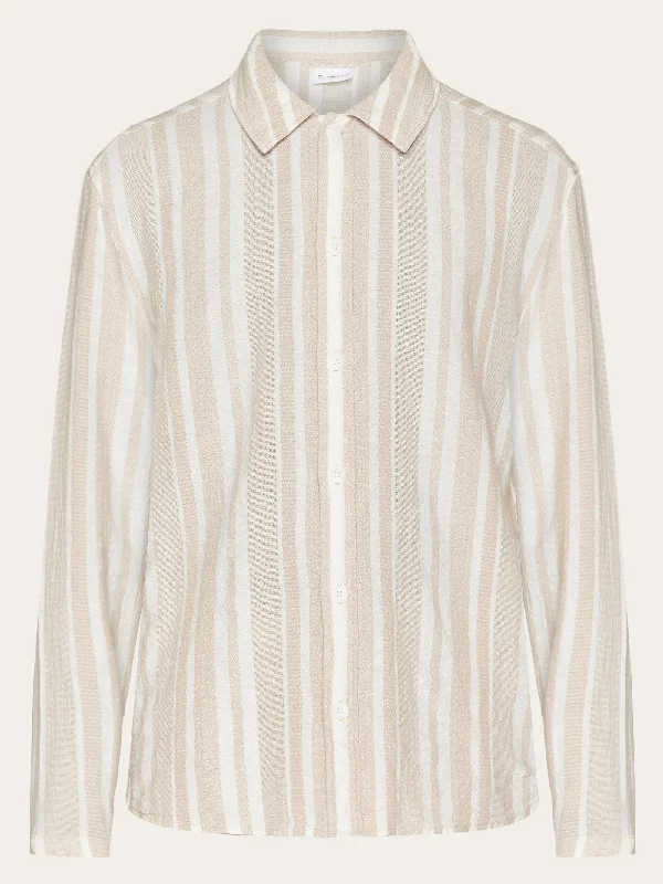 Stylish Men's Graphic T-ShirtsLoose jacquard woven striped shirt - GOTS/Vegan - Beige stripe