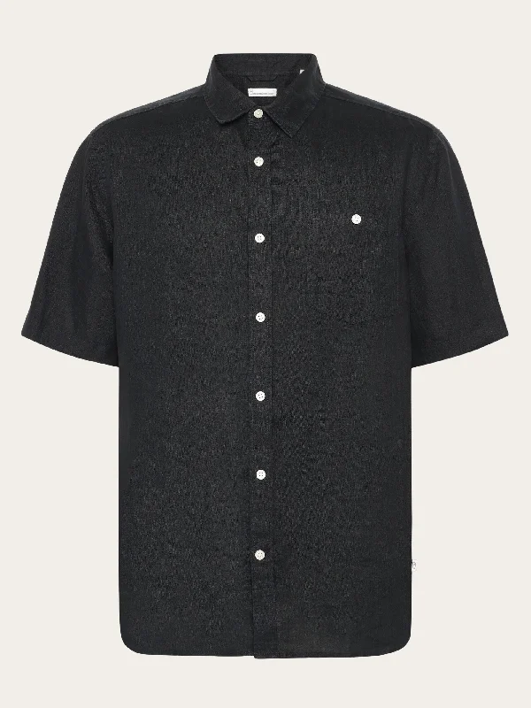 Men's Crew Neck T-Shirts for Everyday WearCustom fit linen short sleeve shirt - Black Jet
