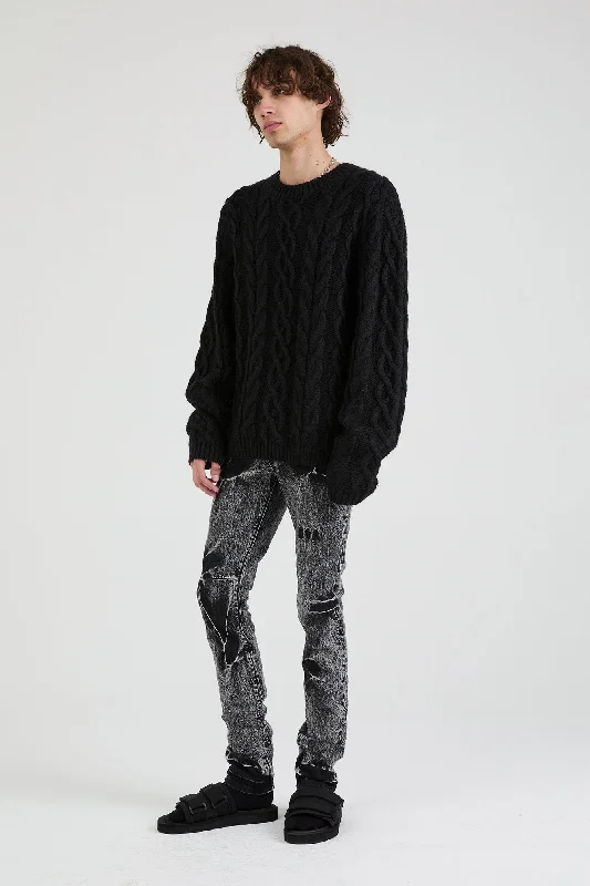 Men's Pants with Ripped and Distressed DetailsBRYANT SKINNY JEAN | FLOWER ACID WASH