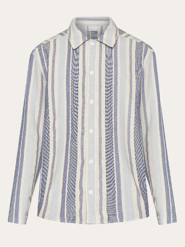 Men's Rugby Shirts for a Sporty LookLoose jacquard woven striped shirt - GOTS/Vegan - Blue stripe