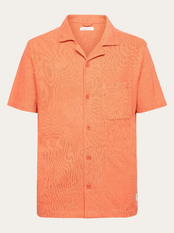Men's Essential Dress Shirts for Everyday WearBox fit short sleeve bouclé shirt - GOTS/Vegan - Langoustino
