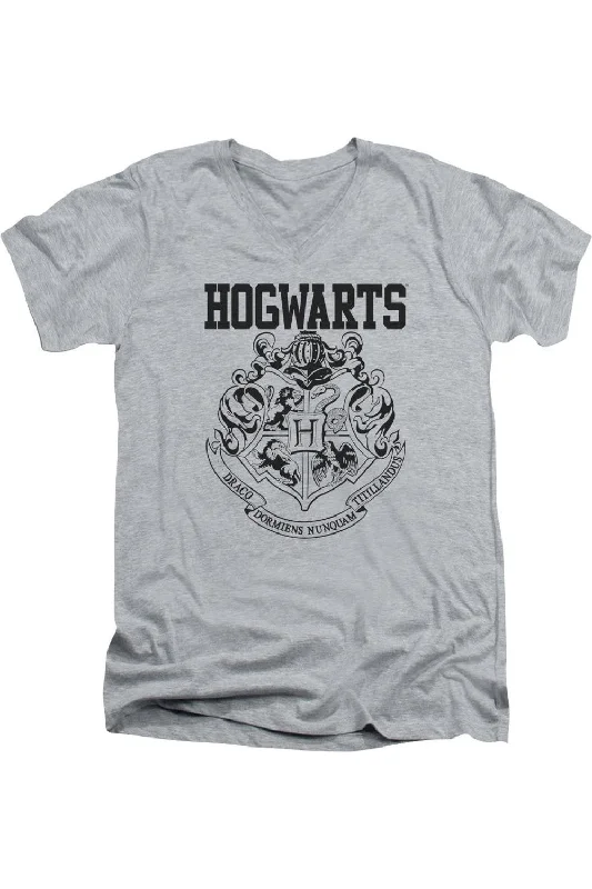 Men's Shirts with Patchwork PatternsHarry Potter Hogwarts Athletic Short Sleeve Adult V Neck Premium Cotton Tee / T-Shirt