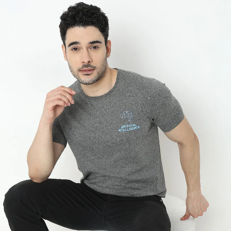 Men's Shirts with Contrast CollarsRegular Fit Graphic T-Shirt