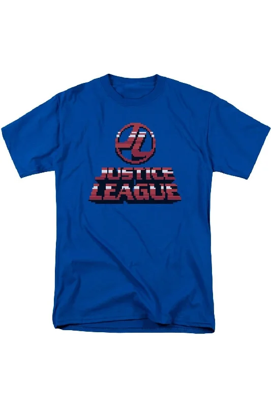 Men's Shirts with Snap ButtonsJustice League of America 8 Bit Justice League of America Short Sleeve Adult Tee / T-Shirt