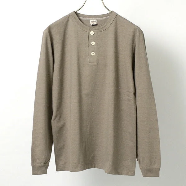Men's Shirts with Hidden ButtonsBARNS / COZUN Knit Vintage Long Sleeve Henry Neck T-Shirt