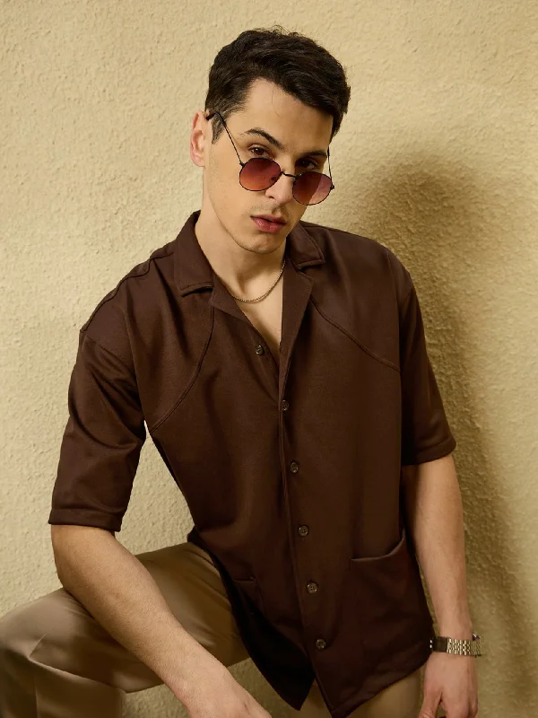 Men's Fishing Shirts for Water SportsBrown: Resort Wear Casual Oversized Shirt