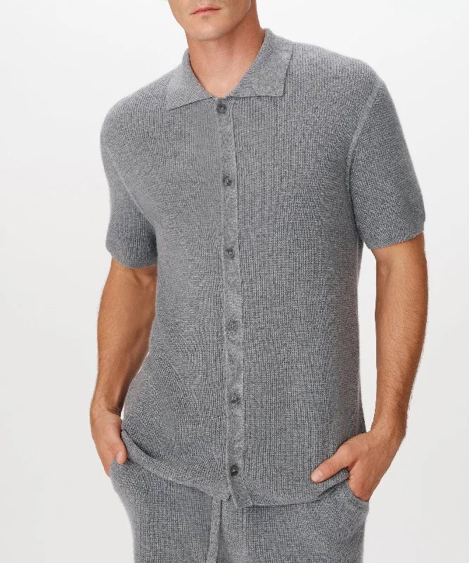Men's Slim-Fit Shirts for a Flattering ShapeMerino Cotton Cashmere Blend Waffle Shirt - Heather Grey