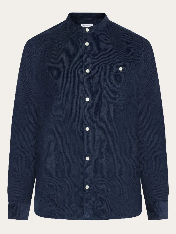 Men's Striped Long-Sleeve Shirts for a Maritime FeelRegular fit corduroy strand collar shirt - Total Eclipse