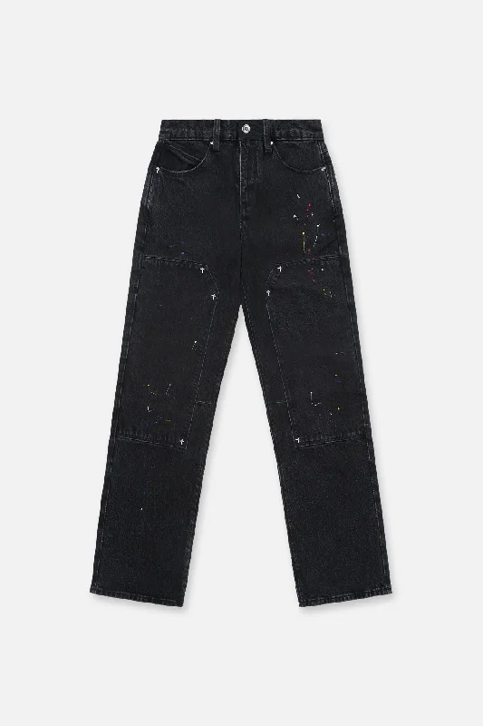 Men's Pants with Stain-Resistant TreatmentRICARDO JEAN | BLACK TRI PAINT