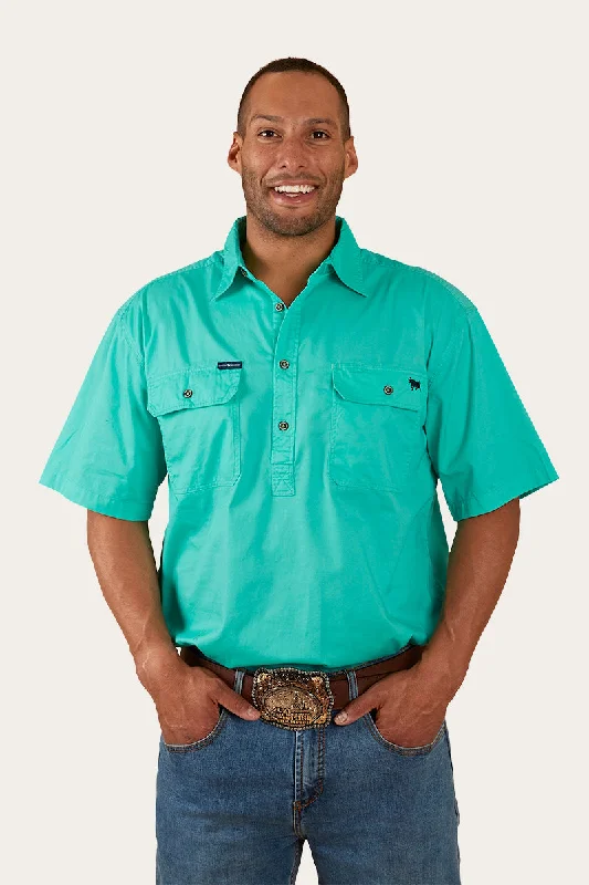 Men's Machine-Washable Shirts for ConveniencePack Saddle Mens Short Sleeve Half Button Work Shirt - Mint