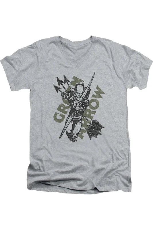 Men's Tailored Shirts for a Professional AppearanceJustice League of America Archers Arrows Short Sleeve Adult V Neck Premium Cotton Tee / T-Shirt