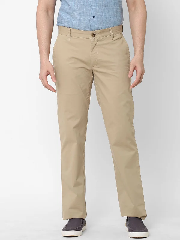 Men's Elastic-Waisted Pants for Easy MovementMen's Cotton Lycra Khaki Regular Fit Pant