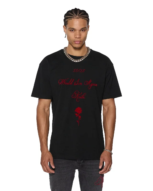 Men's Shirts with Contrast CollarsSIN AGAIN BIGGIE SS TEE JET BLACK