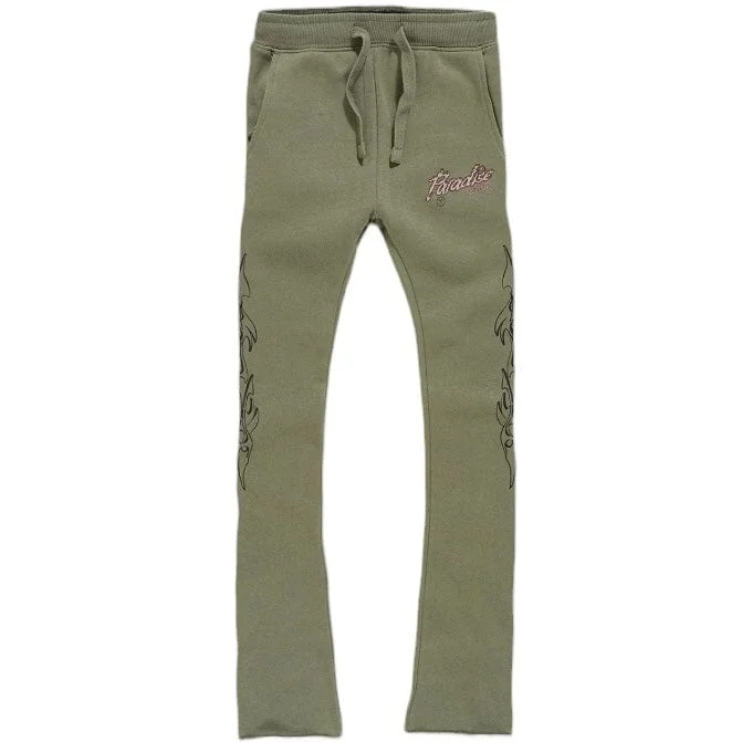 Men's Pants with Contrast Fabric PanelsBoys Jordan Craig Paradise Tour Stacked Sweatpants (Sage) 8241LB