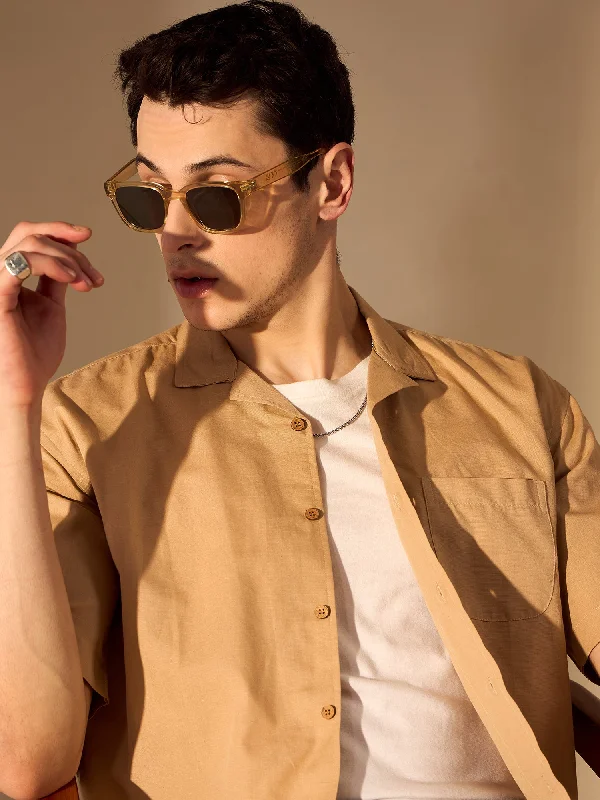 Men's Regular-Fit Shirts for a Classic FitDark Beige: Sustainable Hemp Oversize Shirt