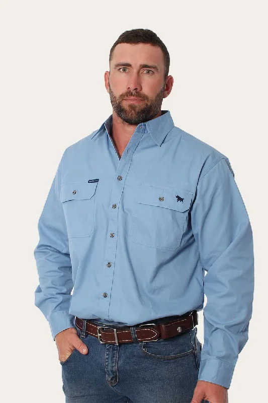 Men's Fishing Shirts for Water SportsKing River Mens Full Button Work Shirt - Denim Blue
