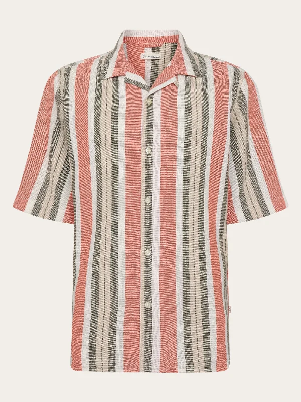 Men's Denim Shirts for a Rugged LookBox short sleeve striped cotton shirt GOTS/Vegan - Green stripe