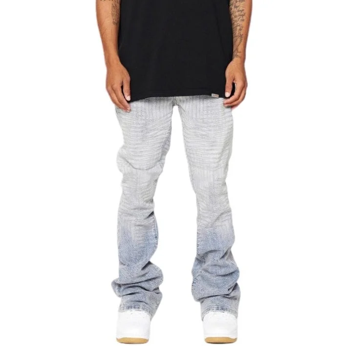 Men's Pants with Flat-Front DesignsValabasas Mr. Embroidery Denim Stacked Flare Jean (Icy Azure) VLBS3483