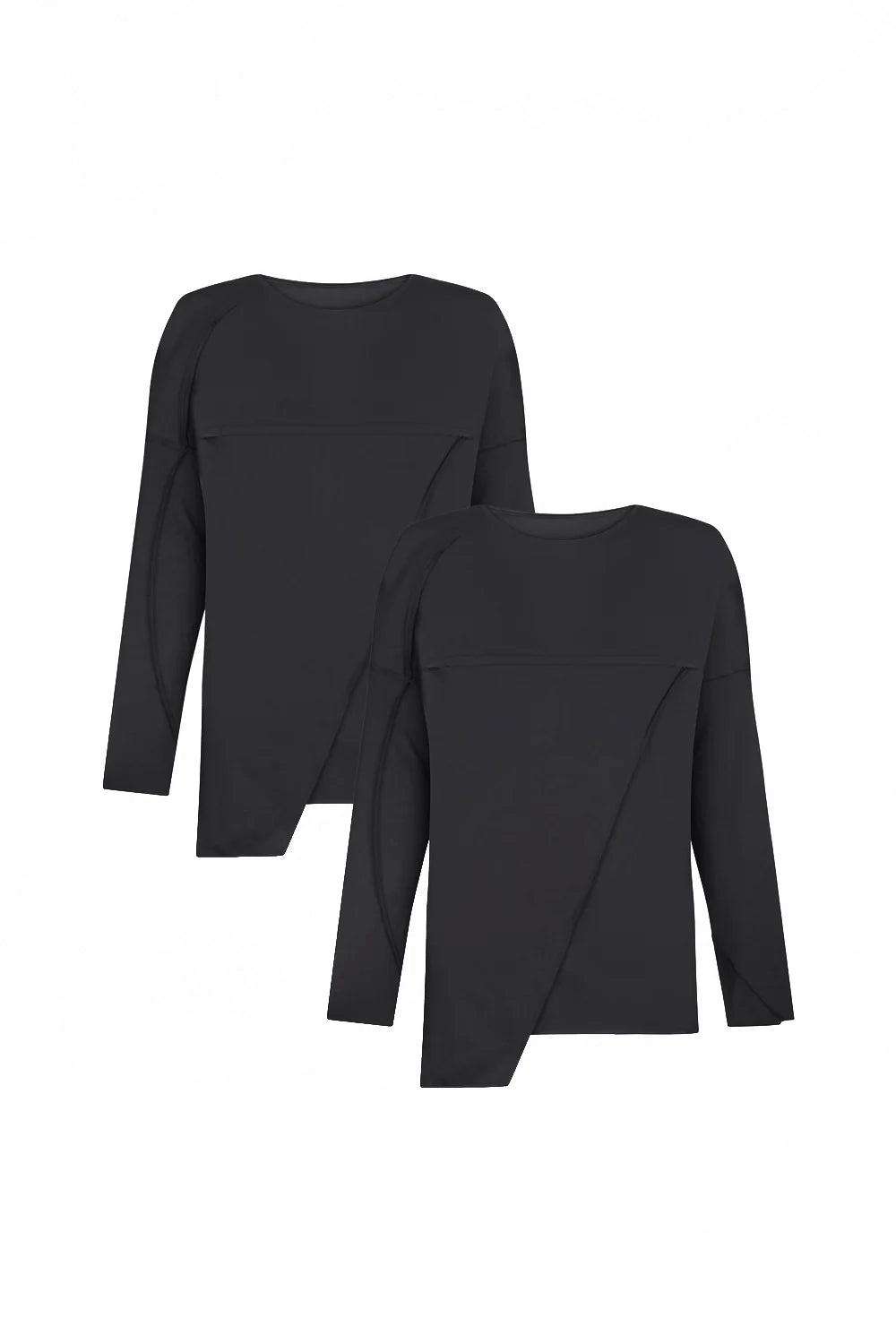 Men's Shirts with Pin CollarsBundle: 2x Black Long Sleeve T-shirt
