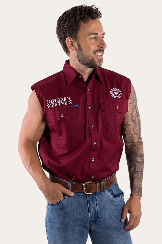 Men's Moisture-Wicking Shirts for All-Day ComfortHawkeye Mens Sleeveless Work Shirt - Burgundy/White