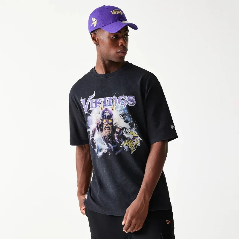 Men's Shirts with Velcro ClosuresMinnesota Vikings NFL Games Premium Apparel Black Oversized T-Shirt