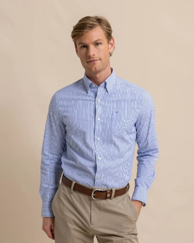 Men's Travel Shirts for Easy PackingCharleston Granby Stripe Long Sleeve Sport Shirt