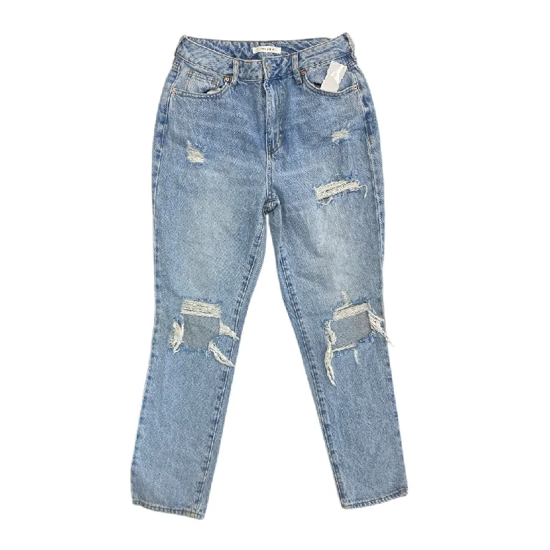 Leather Patch Embellished Men's JeansJeans Boyfriend By Pacsun In Blue Denim, Size:6
