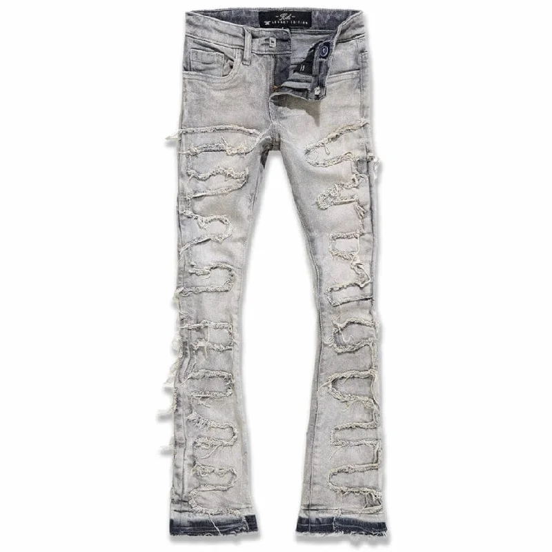 Men's Drawstring Pants for AdjustabilityKids Jordan Craig Stacked Python Denim (Bone White) JTF1130K