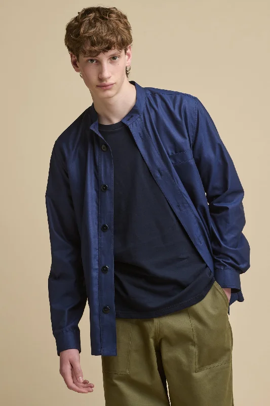 Men's Stain-Resistant Shirts for Mess-Free WearMen's George Lightweight Collarless Overshirt - Navy