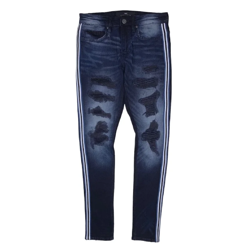 Men's Formal Trousers for BusinessJordan Craig Ross Striped Denim Jean (Midnight Blue) - JR1014