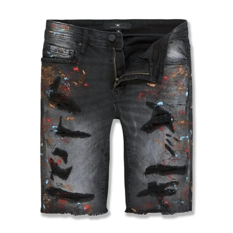 Men's Pants with Adjustable WaistbandsMen's Vengeance Denim Short In Industrial Black