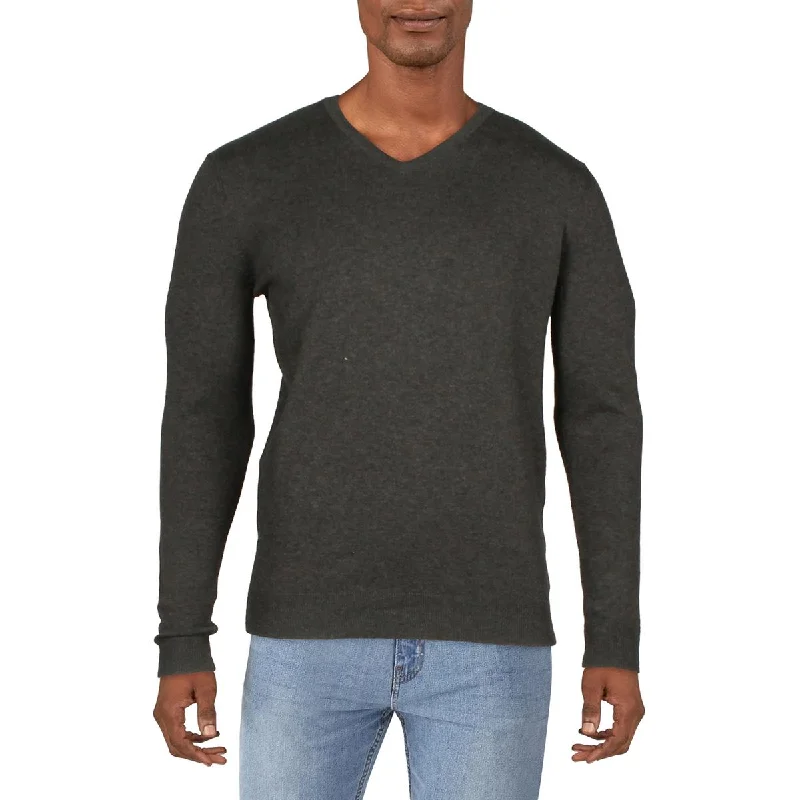 Mens V-Neck Ribbed Trim Sweater