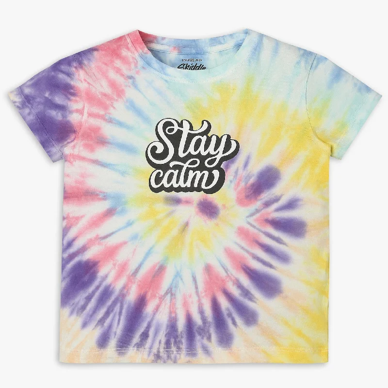 Men's Shirts with Raw-Edge HemlinesGirls Regular Fit Tie - Dye T-Shirt
