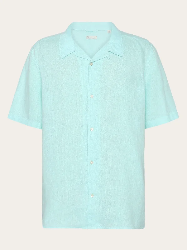 Men's Tennis Shirts for Court ComfortBox fit short sleeved linen shirt - Aqua-Esque