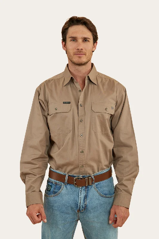 Men's Polo Shirts for Sports and Casual WearKing River Mens Full Button Work Shirt - Mushroom