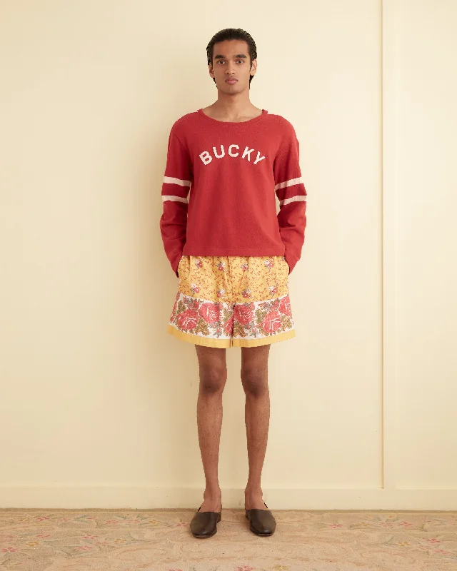 Men's Pants with Contrast WaistbandsBlooming Border Shorts