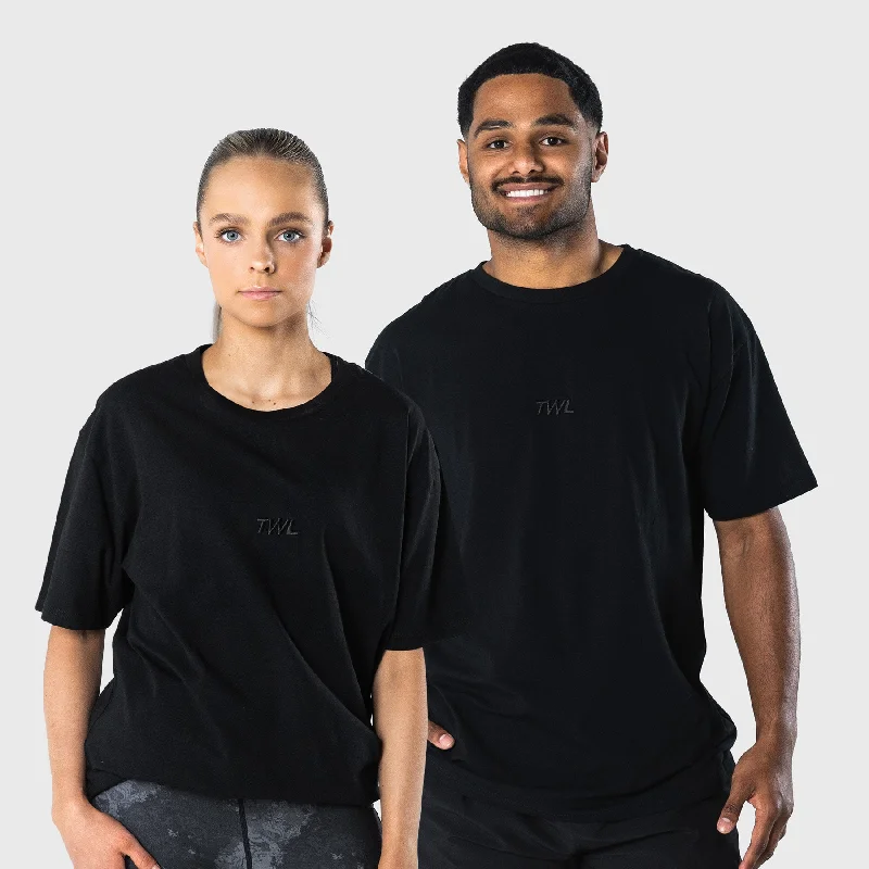 Men's Shirts with Surplice HemlinesTWL - OVERSIZED T-SHIRT - TRIPLE BLACK