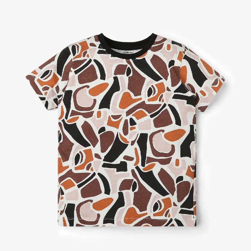 Men's Shirts with Barrel CuffsBoys All Over Print Crew Neck T-Shirt