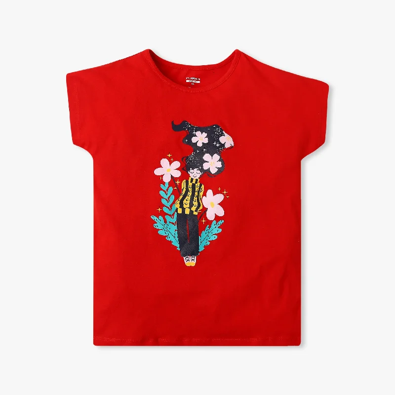 Men's Shirts for CampingGirl's Regular Fit Graphic T-Shirt