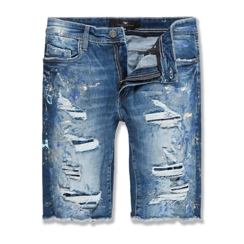 Men's Pants with Contrast WaistbandsMen's Vendenance Denim Short In Aged Wash