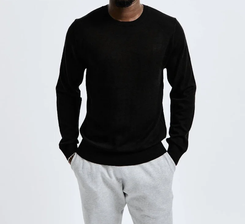 Lightweight Merino Harry Crewneck In Black