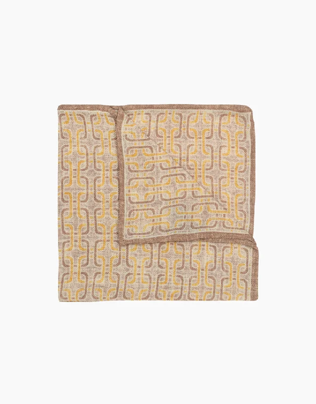 Yellow geometric silk pocket square